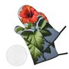 Red Hibiscus Print Oven Mitts and Pot Holders Set of 4 Cute Hot Pads Heat Resistant Gloves - Heat Resistant Kitchen Accessories view 3