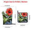 Red Hibiscus Print Oven Mitts and Pot Holders Set of 4 Cute Hot Pads Heat Resistant Gloves - Heat Resistant Kitchen Accessories view 4