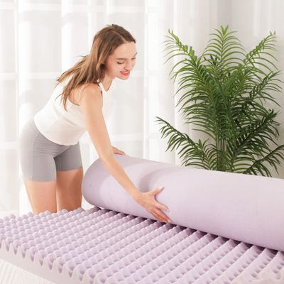 EGOHOME Egg Crate Memory Foam Mattress Topper 4 Inch Full, Gel Cooling Infused Foam Mattress Topper for Pressure Relief, CertiPUR-US Certified Bed Topper, Purple, 54"75"