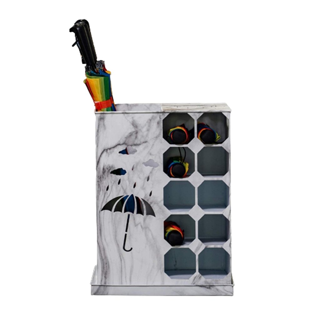 POLGDW Umbrella Stands,Umbrella Stand Hotel Large-Capacity with Water Storage Tray,Can Store 22 Umbrellas/White
