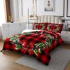 3 Piece Christmas Garland Quilt Bedding Set Women Aldult Lightweight Bedding Red Bowknot Bedspread Set Red Black Grid Bedspread Coverlet Soft Microfiber Home Quilt Set for King Bed All Season view 2