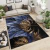 3x5 Area Rug, Blue Flowers Rug, Oil Painting Leaves Indoor Non Slip Bedroom Rug, Low Pile Soft Foldable Rug for Front Porch Kitchen Entryway Doormats Decor Floor Mat view 2