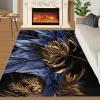 3x5 Area Rug, Blue Flowers Rug, Oil Painting Leaves Indoor Non Slip Bedroom Rug, Low Pile Soft Foldable Rug for Front Porch Kitchen Entryway Doormats Decor Floor Mat view 3