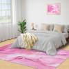 3x5 Area Rug, Pink Marble Rug, Home Decor Rug, Non Slip Low Pile Easy Clean Carpet for Woman Bedside Living Room Bedroom Kitchen Dining Room Floor Mat view 4