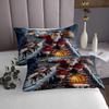 Santa Claus Bedspread Set Queen Size for Kids,Boys Girls Reindeer Quilt Set Christmas Eve Bedspread Coverlet Snow House Bedspread 3 Piece Decorative Bedding Quilted with 2 Pillow Shams view 3