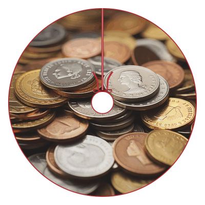 Christmas Decoration Tree Skirts,Currency Coin Print Holiday Decorative Christmas Tree Skirts,All Seasons Tree Skirts
