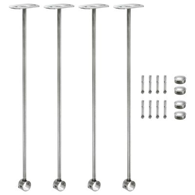 uxcell 4 Pcs Ceiling Mount Bracket, Wardrobe Pipe Bracket, Shower Curtain Closet Wardrobe Rod Lever Support Holder Pipe Flange Socket 25x500mm/0.98x19.69
