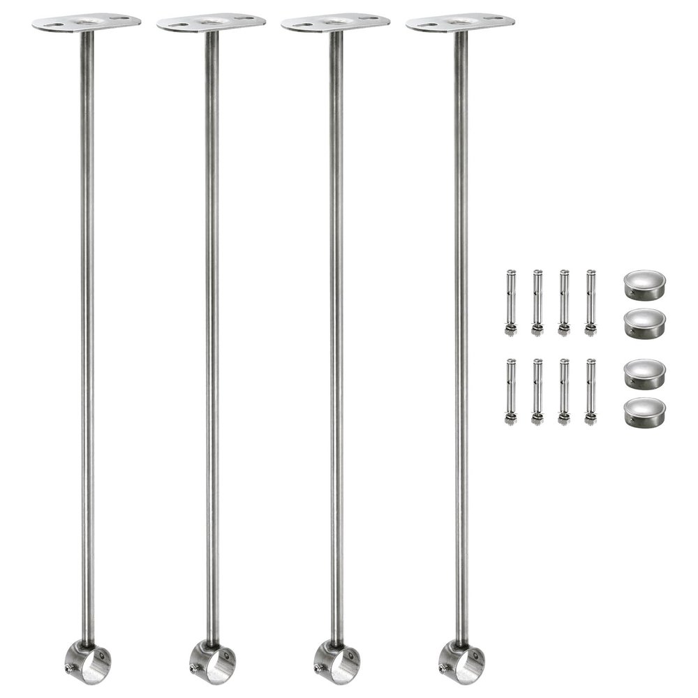 uxcell 4 Pcs Ceiling Mount Bracket, Wardrobe Pipe Bracket, Shower Curtain Closet Wardrobe Rod Lever Support Holder Pipe Flange Socket 25x500mm/0.98x19.69