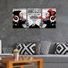 3 Pieces Graffiti Wall Art - Banksy Wall Decor Funny Animal Canvas Print Black White Dj Thinking Monkey with Headphones Painting Picture Pop Art Street Poster Modern Home Artwork, Framed 12x16 in x 3 view 3