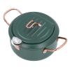 ANGGREK Fry Pot, Japanese Prevent Oil Double Handles Frying Pot Iron with Oil Temperature Gauge Lid for Home (Refined Iron 2) view 3