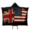 British America Flag Hooded Blanket Wearable Blanket Hoodie,Patriotic Theme Flags Pattern Blanket Hoodie for Women Men 40"x50" view 1