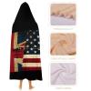 British America Flag Hooded Blanket Wearable Blanket Hoodie,Patriotic Theme Flags Pattern Blanket Hoodie for Women Men 40"x50" view 3