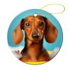 Christmas Ornaments Dachshund Dog Ceramic Ornament Crafts Hanging Souvenir Round Hanging Pendant Ornaments for Xmas Holiday Party Christmas Tree Decorations 1 Pcs view 1