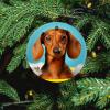 Christmas Ornaments Dachshund Dog Ceramic Ornament Crafts Hanging Souvenir Round Hanging Pendant Ornaments for Xmas Holiday Party Christmas Tree Decorations 1 Pcs view 4