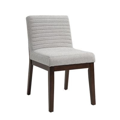 Acme Edwyn 19" Wood & Fabric Armless Dining Side Chair in Gray/Brown (Set of 2)