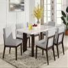 Acme Edwyn 19" Wood & Fabric Armless Dining Side Chair in Gray/Brown (Set of 2) view 2
