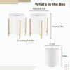 byepica 2Pcs Robust Utensil Holders, White Ceramic Cups with Golden Metal Stands, Sturdy Cutlery Caddy, Round Flatware Crock for Countertop, Desktop Silverware Organizer for Kitchen view 3