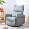 270 Power Swivel Rocker Recliner Chair for Adults, Upholstered Faux Leather Electric Recliner for Small Spaces, Single Sofa Recliner for Living Room & Bedroom (Blue-Gray) view 2