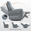 270 Power Swivel Rocker Recliner Chair for Adults, Upholstered Faux Leather Electric Recliner for Small Spaces, Single Sofa Recliner for Living Room & Bedroom (Blue-Gray) view 4