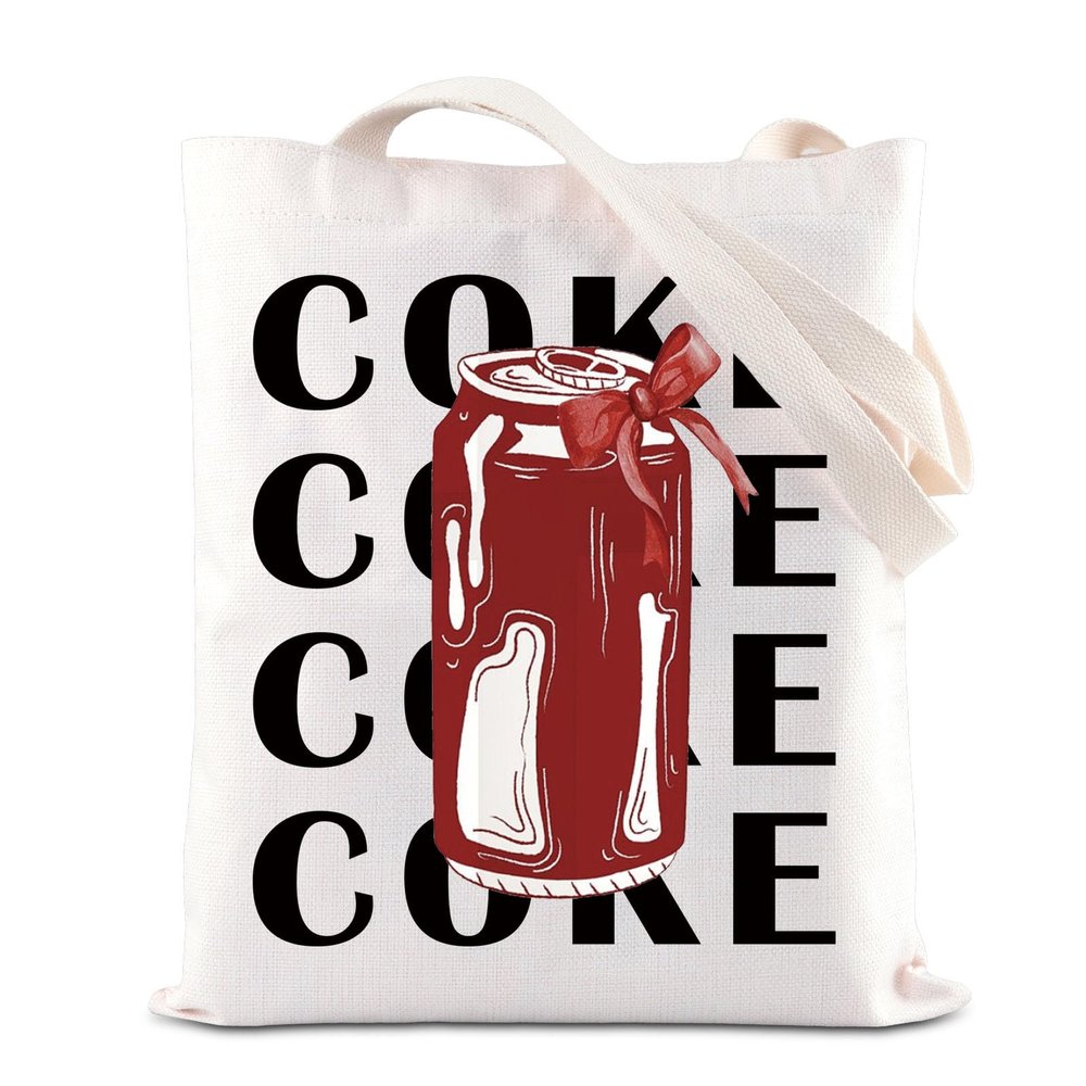 KUIYAI Coquette Drink Tote Bag Aesthetic Drink Can Canvas Bag Red Bow Drink Gift Soda Drinker Shoulder Bag Drinking Lover Gift (BowCok ToteS)