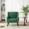 UIXE Faux Leather Accent Chair, Modern Arm Club Chair Upholstered Armchair for Living Room, Comfy Single Sofa Seats Button Tufted Reading Seating, Green view 1