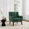 UIXE Faux Leather Accent Chair, Modern Arm Club Chair Upholstered Armchair for Living Room, Comfy Single Sofa Seats Button Tufted Reading Seating, Green view 3