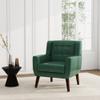 UIXE Faux Leather Accent Chair, Modern Arm Club Chair Upholstered Armchair for Living Room, Comfy Single Sofa Seats Button Tufted Reading Seating, Green view 4