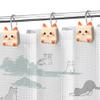 Cat Shower Curtain Hooks, Cat Shower Curtain Funny Hooks Rings Cute Cat Face Paw Print Animal Bathroom Decor view 2