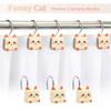 Cat Shower Curtain Hooks, Cat Shower Curtain Funny Hooks Rings Cute Cat Face Paw Print Animal Bathroom Decor view 3