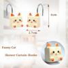Cat Shower Curtain Hooks, Cat Shower Curtain Funny Hooks Rings Cute Cat Face Paw Print Animal Bathroom Decor view 4