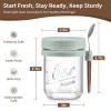 6 Pack Overnight Oats Containers with Lids and Spoons, 16 oz Glass Mason Overnight Oats Jars, Large Capacity Airtight Jars for Milk, Cereal, Fruit(Green) view 2