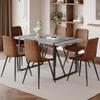 gopop 55'' Wood Dining Table Set for 6, Kitchen Table Chairs Set of 6, Light Grey Dining Table with Sturdy Black Metal Frame, 6 PU Dining Chairs with Stable Legs, Ideal for Living Room, Kitchen. view 3