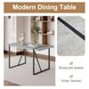 gopop 55'' Wood Dining Table Set for 6, Kitchen Table Chairs Set of 6, Light Grey Dining Table with Sturdy Black Metal Frame, 6 PU Dining Chairs with Stable Legs, Ideal for Living Room, Kitchen. view 4