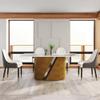 70.86" Modern Faux Marble Dining Table for 8, White Pandora Sintered Stone Top Dining Table, Dining Table with Curved Panel & Unique Metal Pedestal Table for Dining Room, Kitchen and Living Room view 2