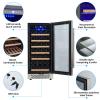 PrecisionAuto 15 inch Compressor Wine Cooler Refrigerator With Lock, 28 Bottle Freestanding Wine Cellar, Dual Zone Wine Fridge With Digital Temperature Control Glass Door, Beverage Refrigerator Cooler view 4