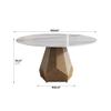 59.05 Faux Marble Round Dining Table for 6-8, Modern Round Sintered Stone White Carrara Table with Metal Base for Dining Room, Living Room view 2