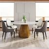 59.05 Faux Marble Round Dining Table for 6-8, Modern Round Sintered Stone White Carrara Table with Metal Base for Dining Room, Living Room view 3