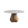 59.05 Faux Marble Round Dining Table for 6-8, Modern Round Sintered Stone White Carrara Table with Metal Base for Dining Room, Living Room view 4