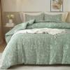HighBuy 3 Piece Full Duvet Cover for Girl Green Botanical Floral Comforter Cover Full 100% Cotton Garden Chic Bedding Set with 2 Pillowcases All Season Cozy Floral Duvet Cover Set view 1