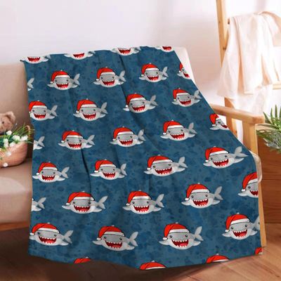 MYSTCOVER Shark Blanket Gift for Boy Girl, Shark Plush Blanket Decor Soft Flannel Fleece Lightweight Throw Blanket Quilt for Couch Sofa 60x50In for Teens/Travel/Throw