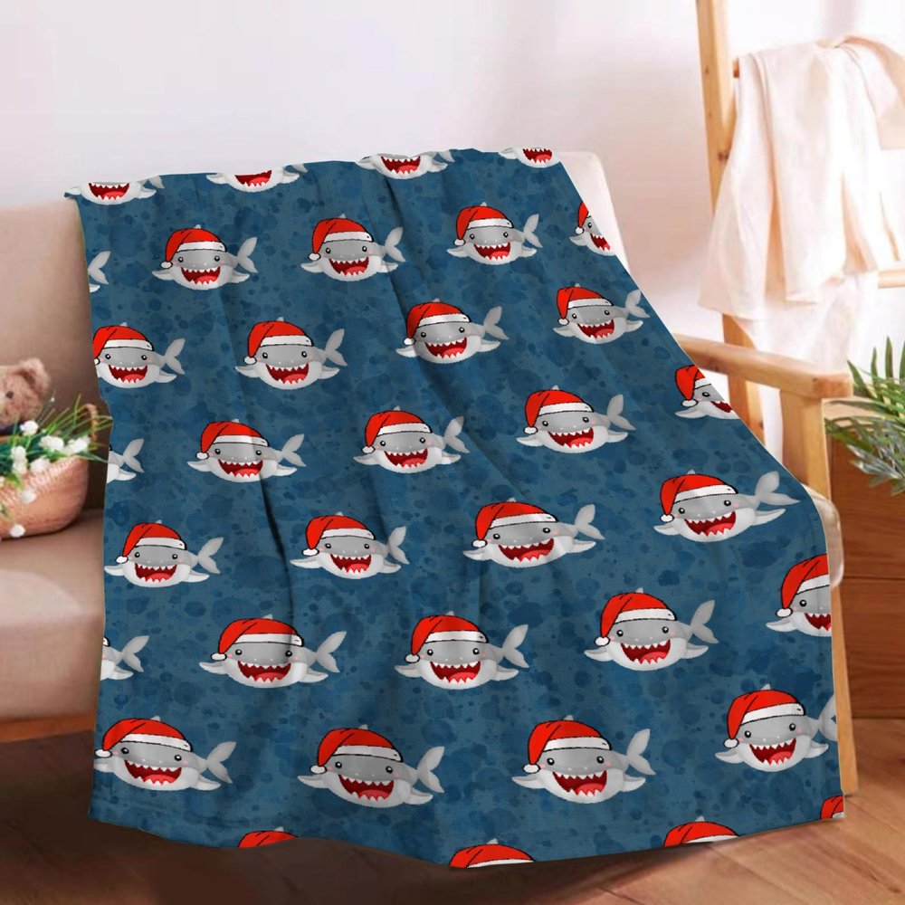 MYSTCOVER Shark Blanket Gift for Boy Girl, Shark Plush Blanket Decor Soft Flannel Fleece Lightweight Throw Blanket Quilt for Couch Sofa 60x50In for Teens/Travel/Throw