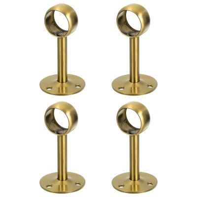 uxcell 4 Pcs 0.98 Inch Curtain Rod Holder, Ceiling Mount Pipe Flange Socket, Stainless Steel Closet Rod Bracket, Gold