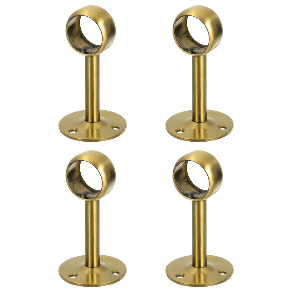 uxcell 4 Pcs 0.98 Inch Curtain Rod Holder, Ceiling Mount Pipe Flange Socket, Stainless Steel Closet Rod Bracket, Gold