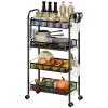 GIFZES Rolling Cart, Multipurpose Wheeled Storage Basket Trolley Utility Cart, Mobile Storage Trolley On Wheels, Vegetable Rack, Utility Cart Shelving Units, Kitchen Storage Trolley Black 4-Layers view 1