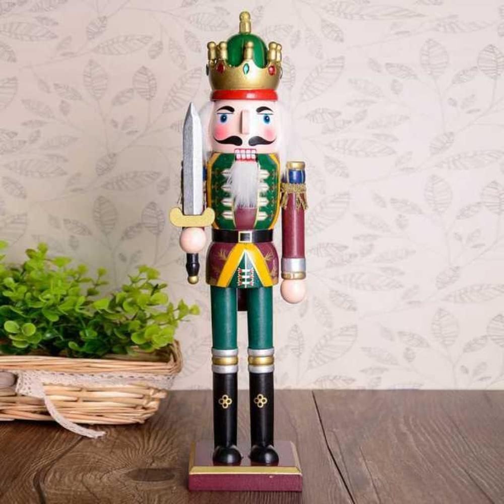 JOYWU 12 in Traditional Wooden Nutcracker,Christmas Nutcrackers Decorations,Drum/Trumpet/Sword/Spear Theme Xmas Soldier Figures Ornament for Shelf Table Display,Christmas Decor Figures Set (Sword)