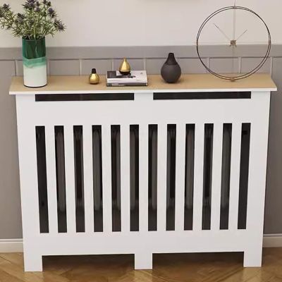 Radiator Decoration, Radiator Cover, with Matte Finished Slatted Design Radiator Cover Cabinet Shelf, Household Appliance Heating Accessories, for Living Room Furniture Decor(L90*H80*T20cm)