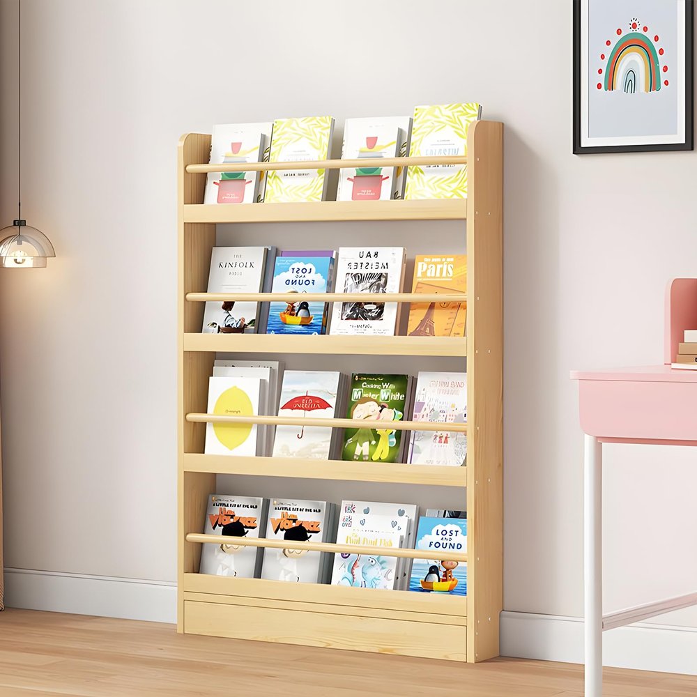 WOOOFA 4-Tier Behind the Door Bookshelf, Behind Door Bookshelf