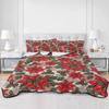 Wowouhiya Twin Quilt Sets, Red Floral Christmas Lightweight Bedspreads with 2 Pillow Shams, Xmas Floral Botanical Rustic Soft Summer Bed Coverlets 3 Pieces Bedding Set for All Season view 3