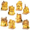 RXMORI 8 Pcs Christmas Village Sets Lighted Miniature Christmas Town Display,Tiny Resin Mini Figurine LED Winter Village Ornament Kit for Xmas Town Scene Desktop Ornament view 1