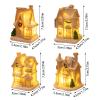 RXMORI 8 Pcs Christmas Village Sets Lighted Miniature Christmas Town Display,Tiny Resin Mini Figurine LED Winter Village Ornament Kit for Xmas Town Scene Desktop Ornament view 2